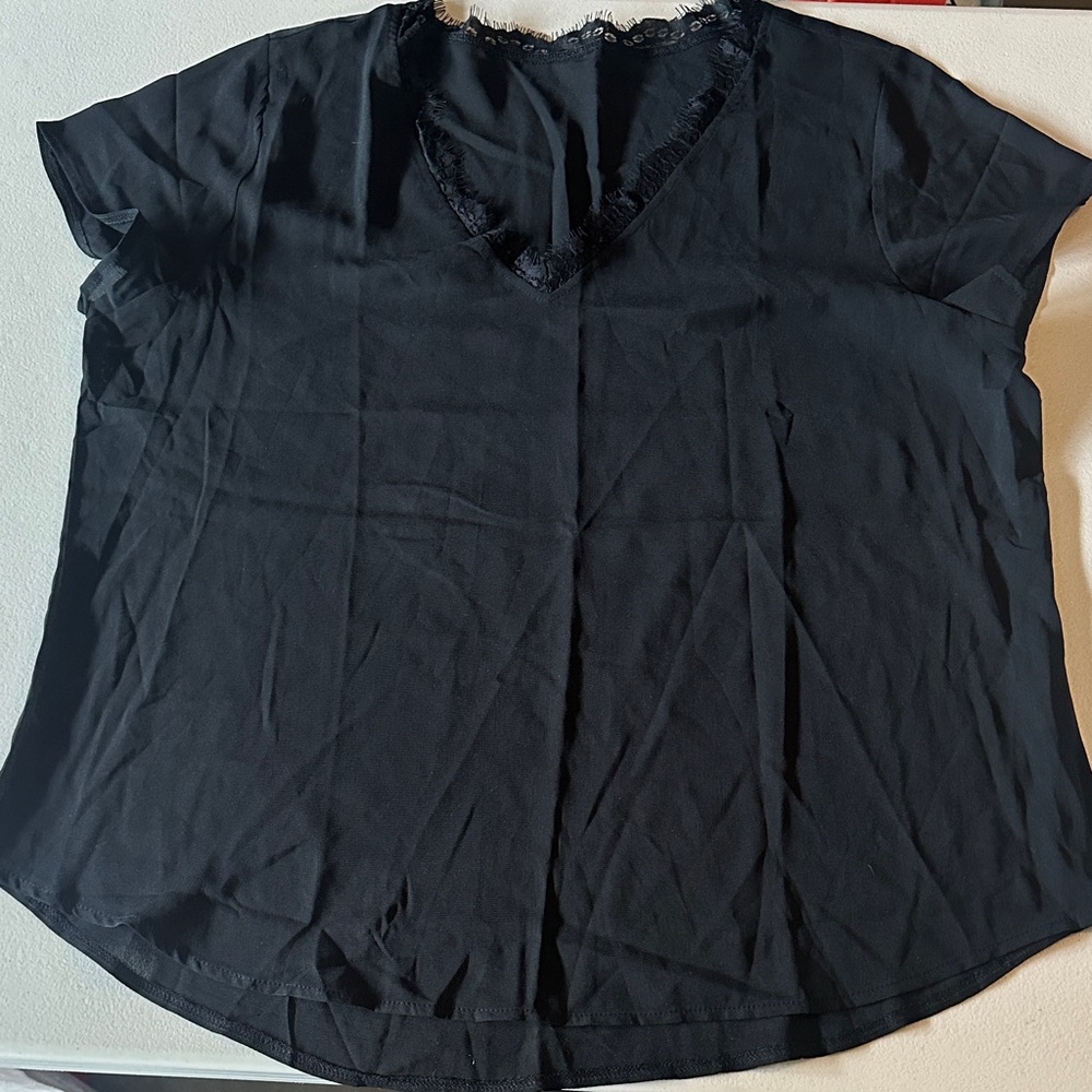 Elegant Black Lace Trim Top